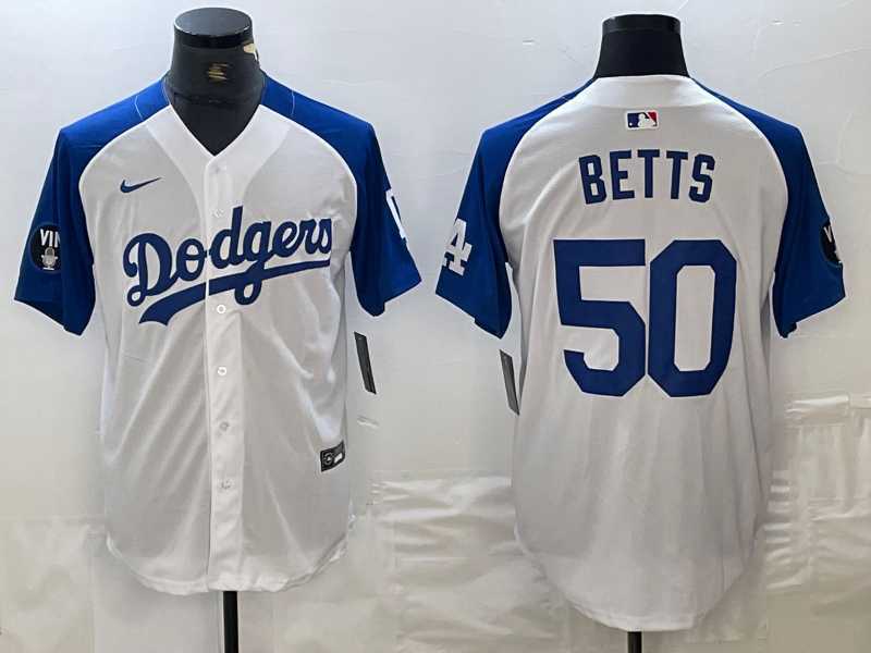 Men's Los Angeles Dodgers #50 Mookie Betts White Blue Fashion Stitched Cool Base Limited Jerseys,We sell and wholesale Men's Los Angeles Dodgers #50 Mookie Betts White Blue Fashion Stitched Cool Base Limited Jerseys on line form chian!